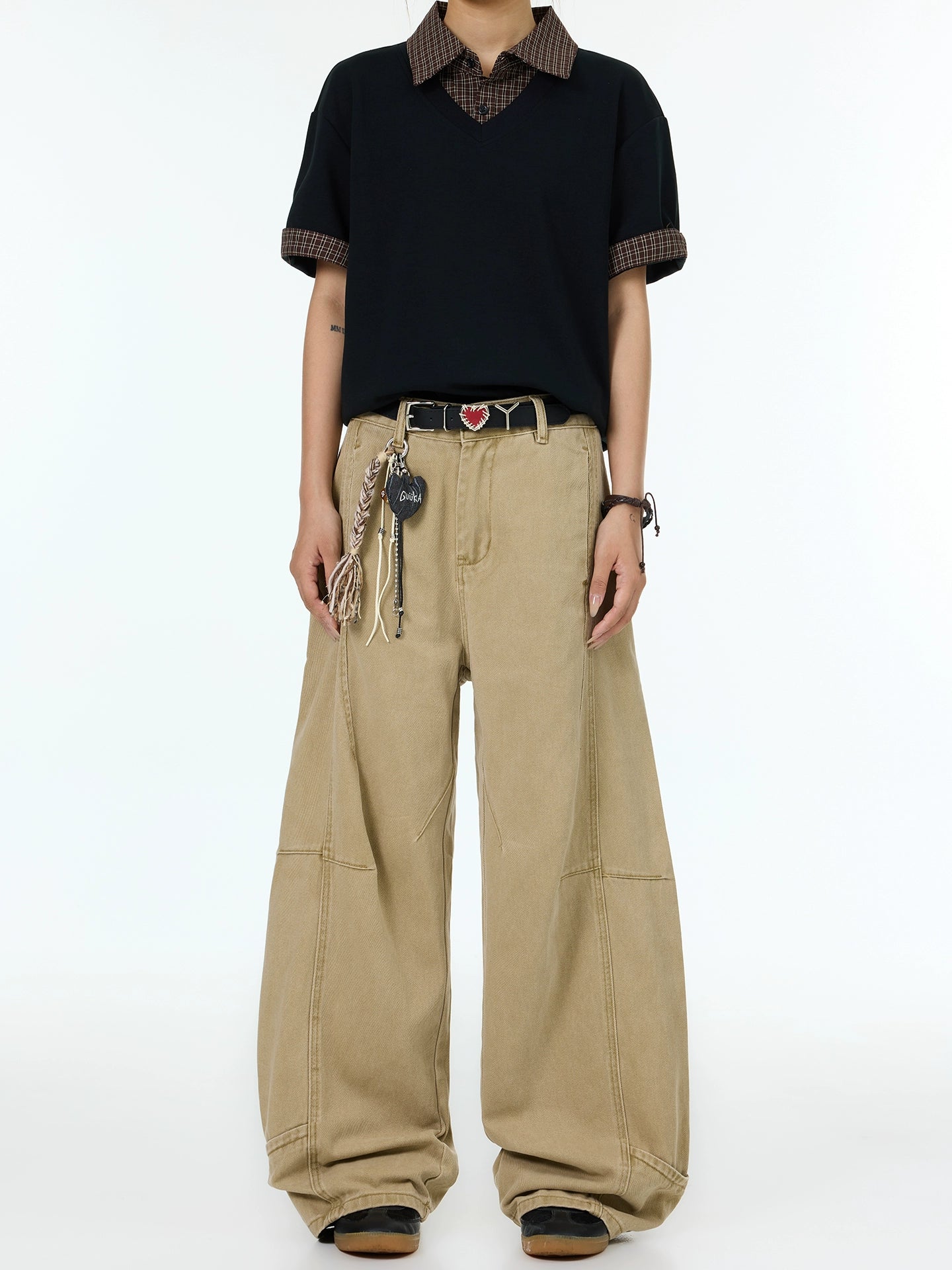 Wide Leg Pleated Casual Pants