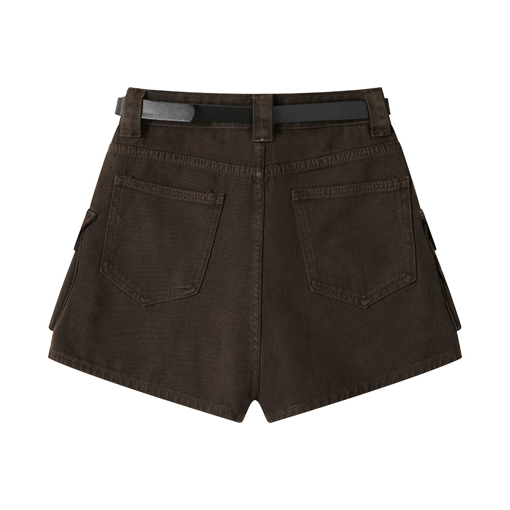 Shorts en denim taille haute de style rétro 