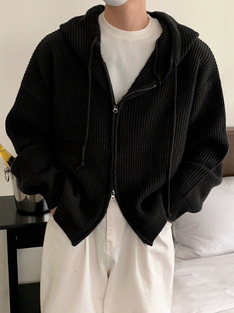 Hooded Knit Sweater Jacket