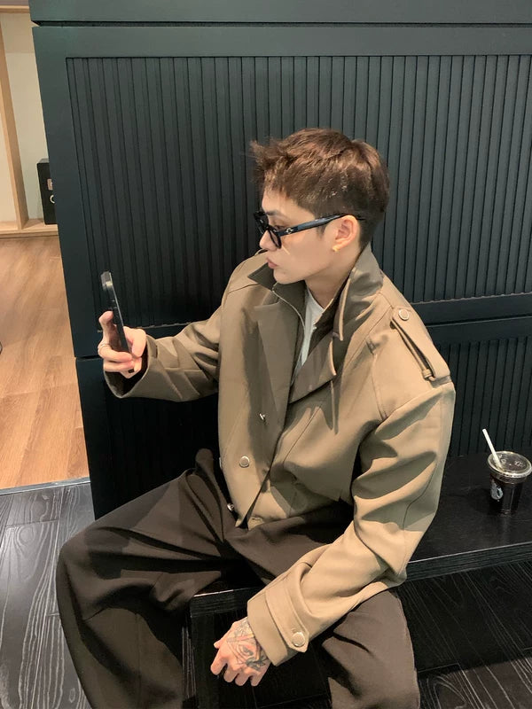 Dubbel Laag Suit Kraag Faux Twee-Delige Jas 