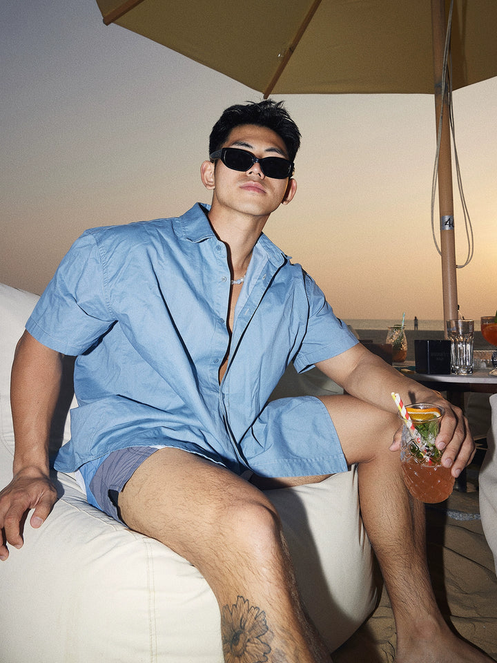 Cuban Collar Short Sleeve Casual Shirt