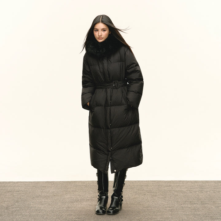 Belted Down Jacket Long Coat