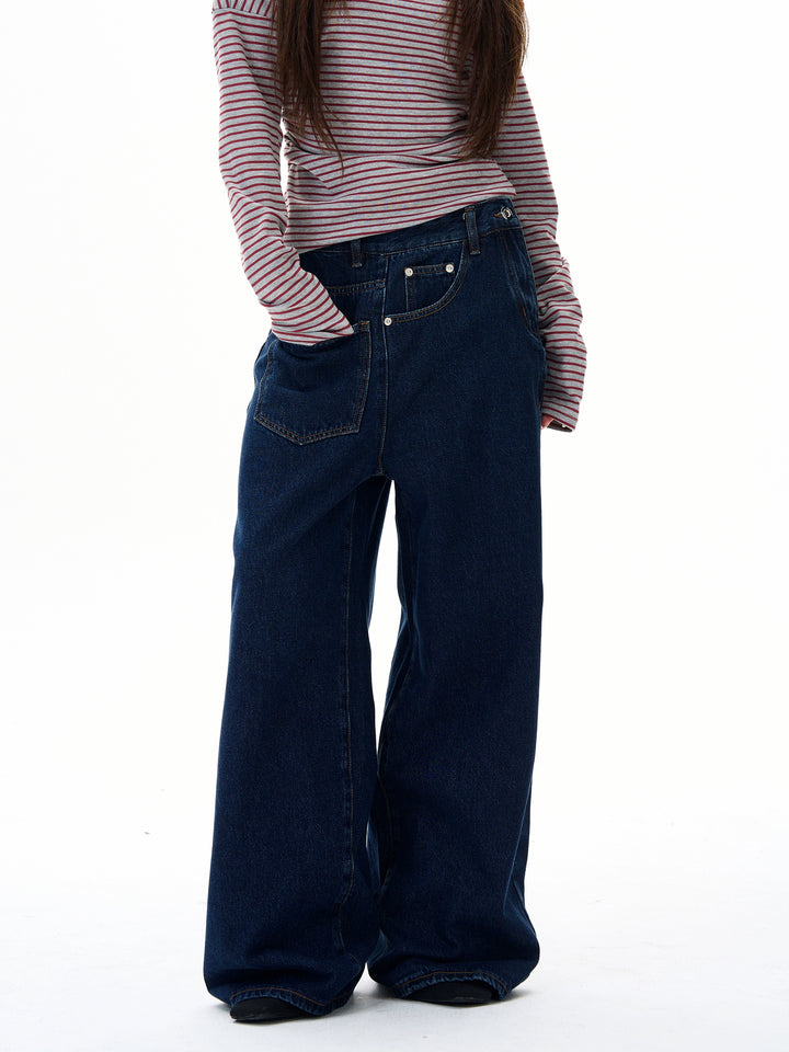 Retro Løs Passform Bred Ben Jeans 