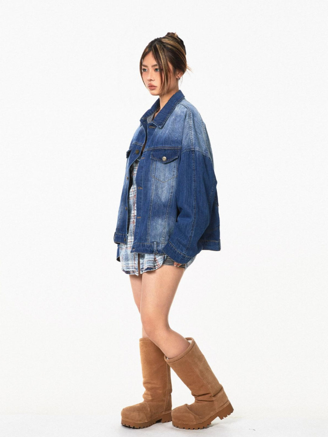 Washed Denim Oversized Street Jacket