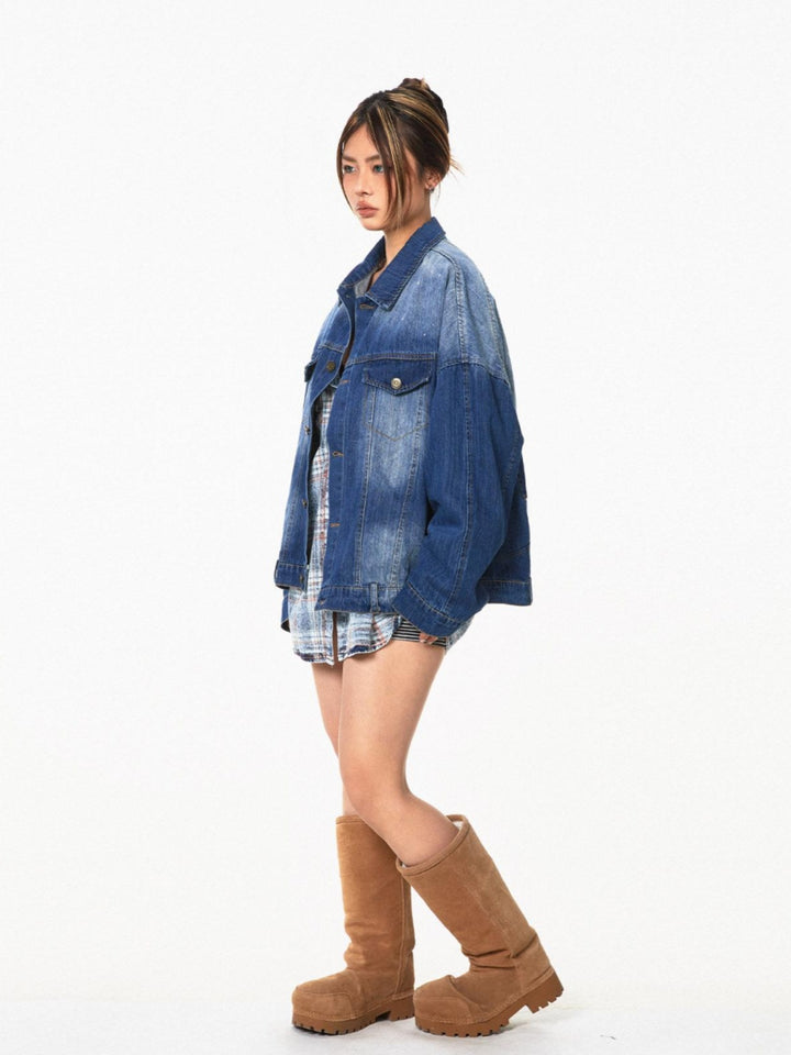 Washed Denim Oversized Street Jacket