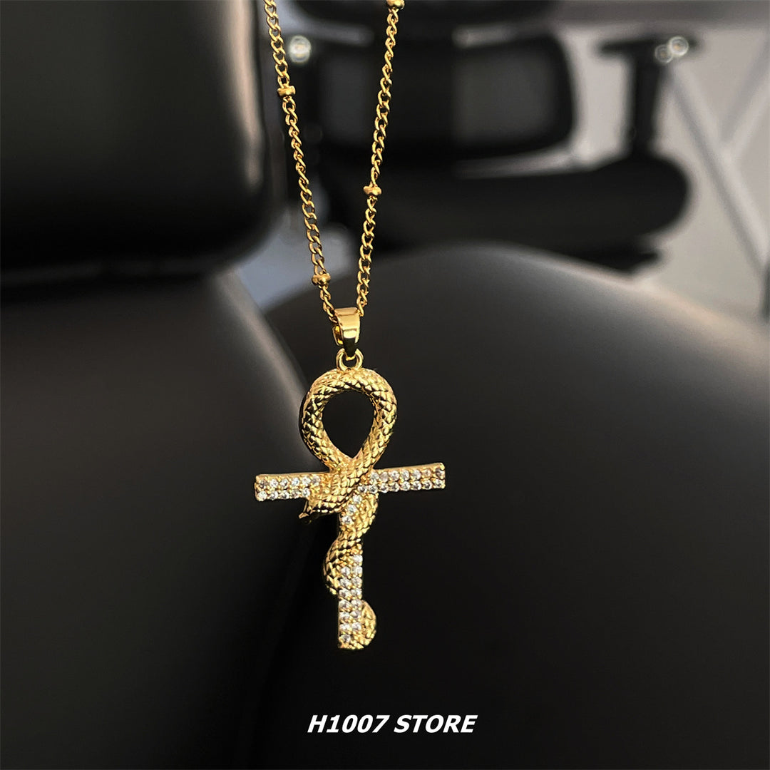 Snake Cross Pendant Necklace