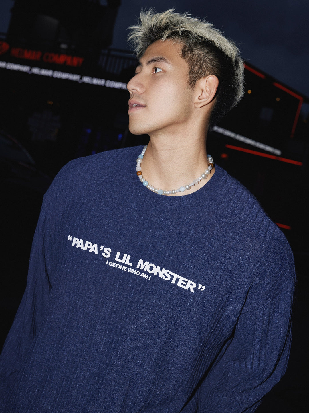 Striped Texture Letter Print Long Sleeve Pullover