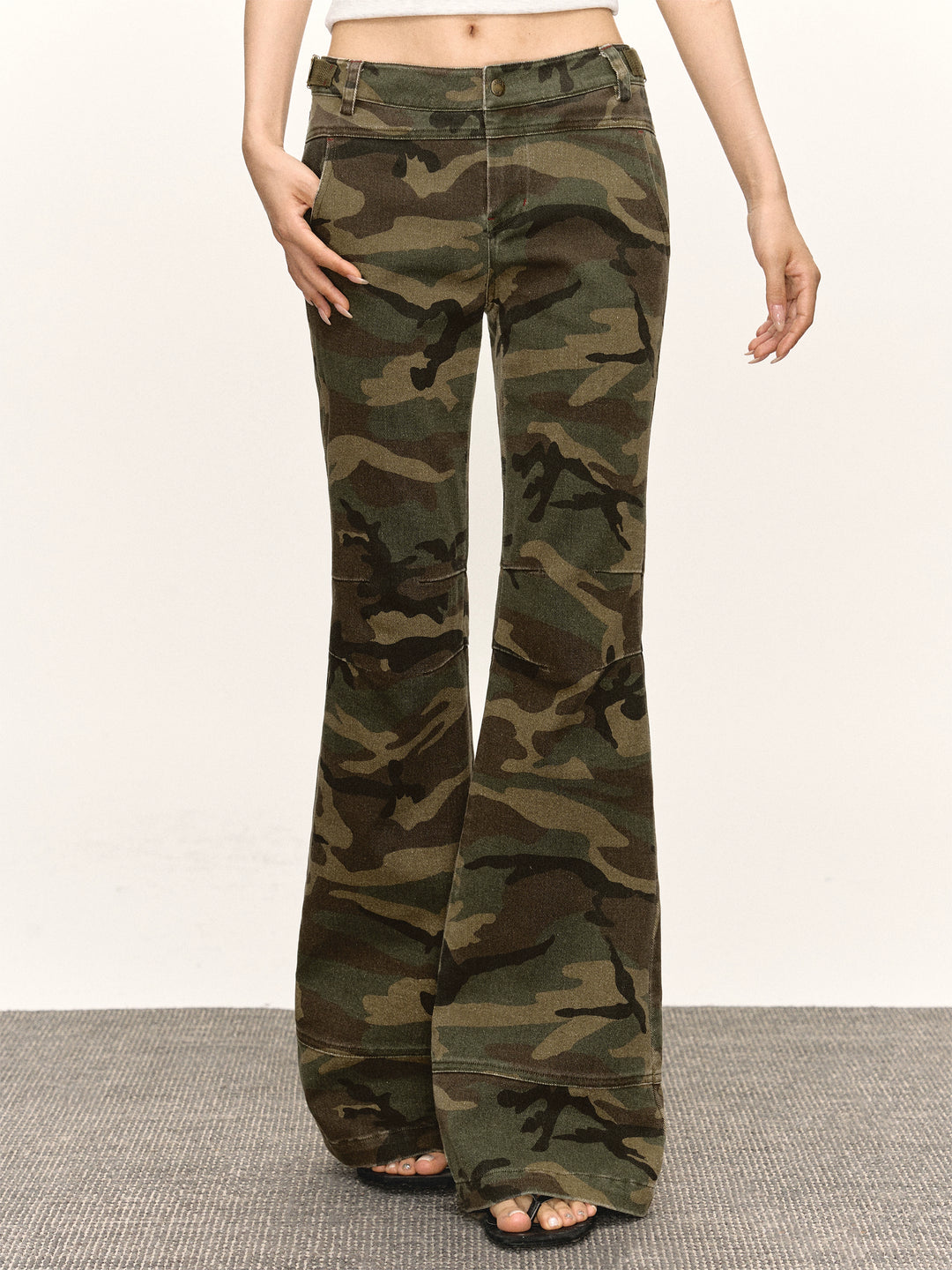 Retro Camouflage Flare Casual Pants