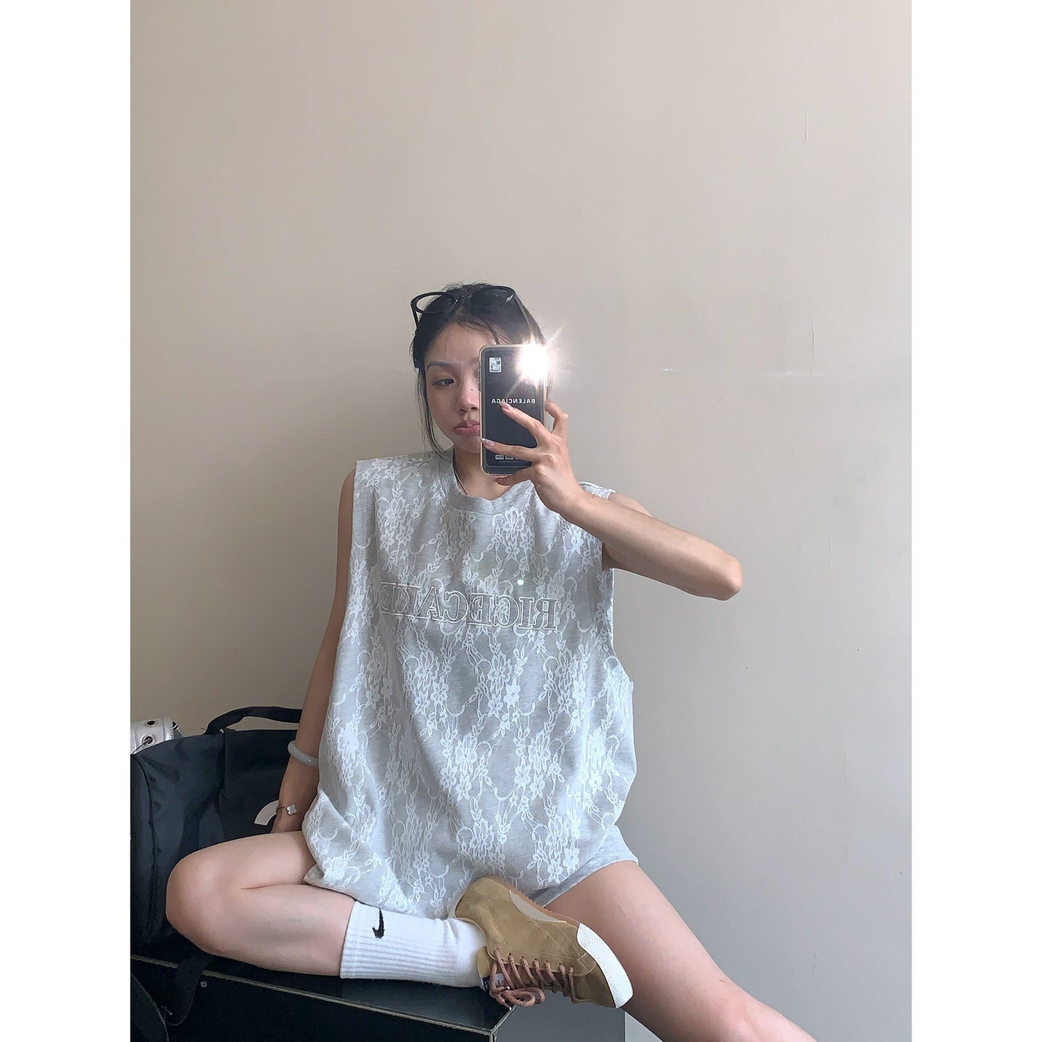 Lace Patchwork Loose Sleeveless Tank Top