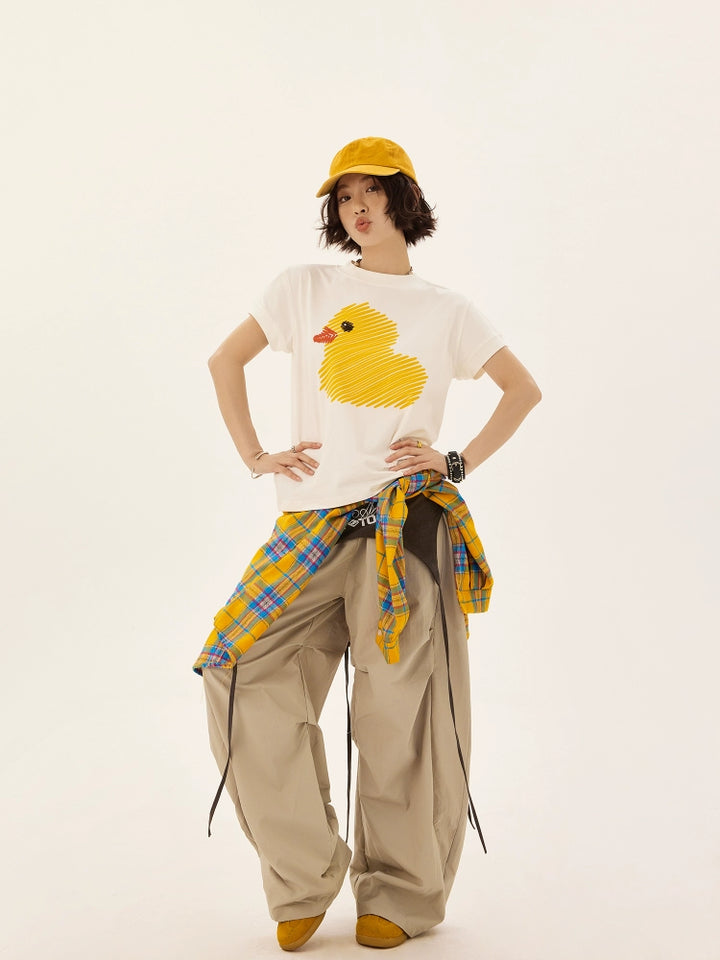 Graffiti Duck Print Short Sleeve T-shirt