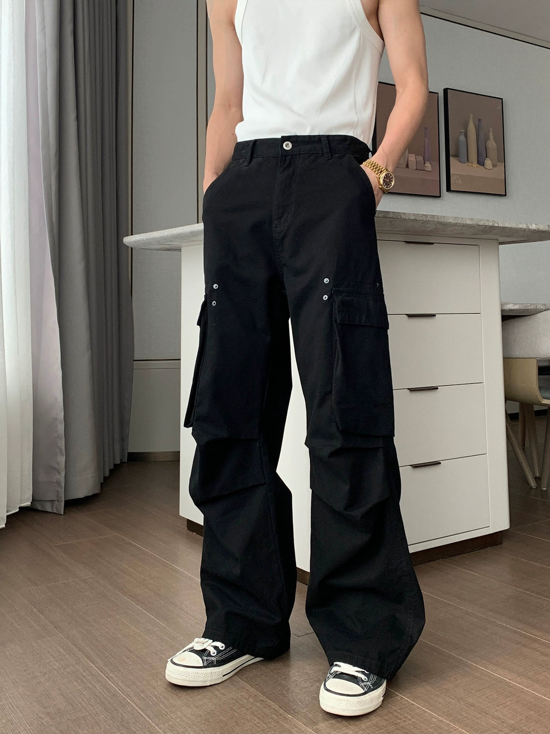 Baumwoll Cargo Arbeits-Hosen mit lockerer Passform 