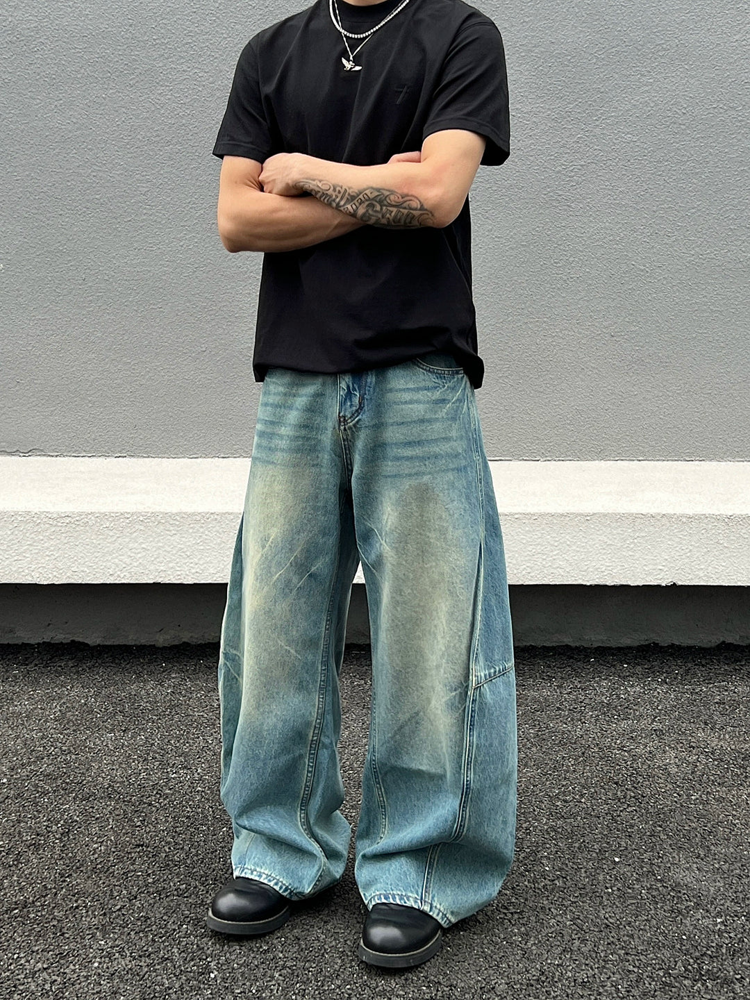 Slidt bredbenet løstsiddende jeans 