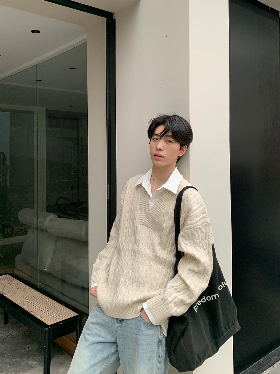 투피스 니트 스웨터 세트 