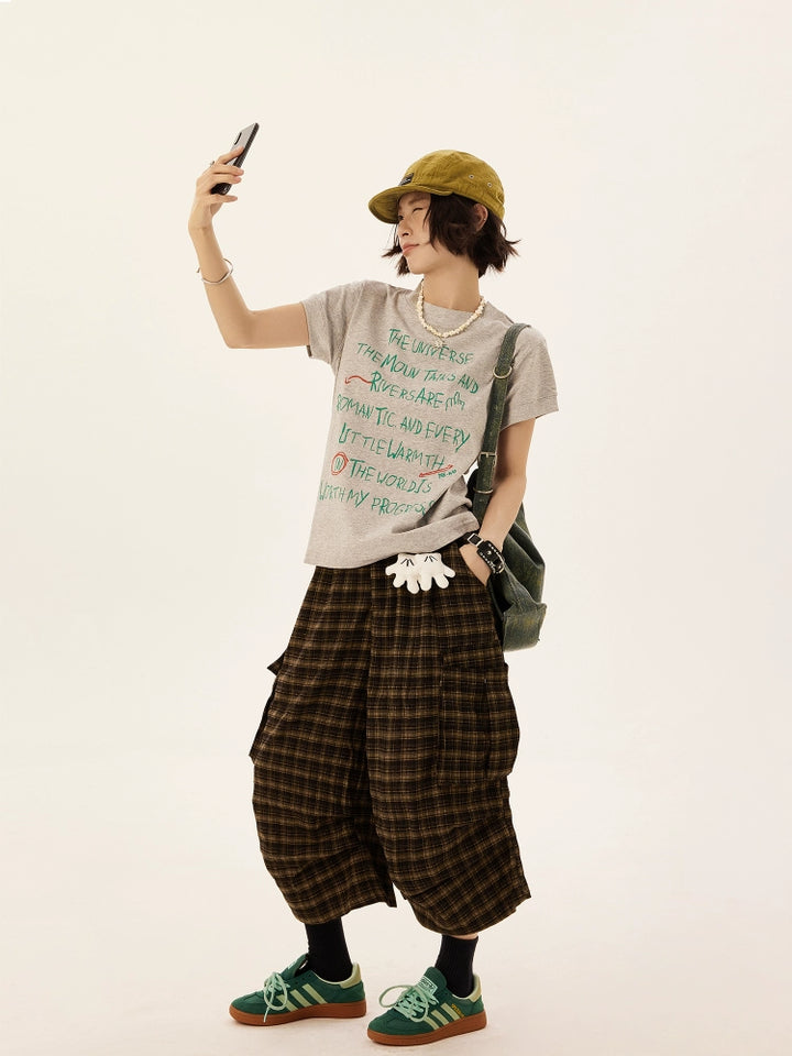 Retro Graffiti Letter Korte Mouwen T-shirt 