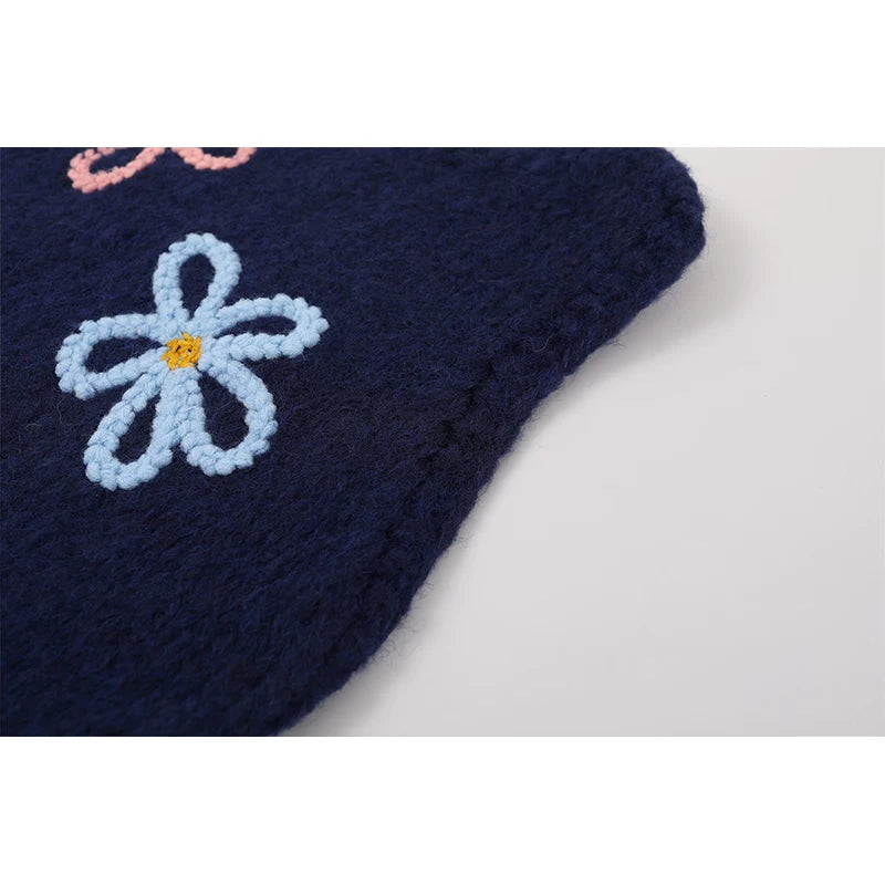 Embroidered Flower Knit Vest