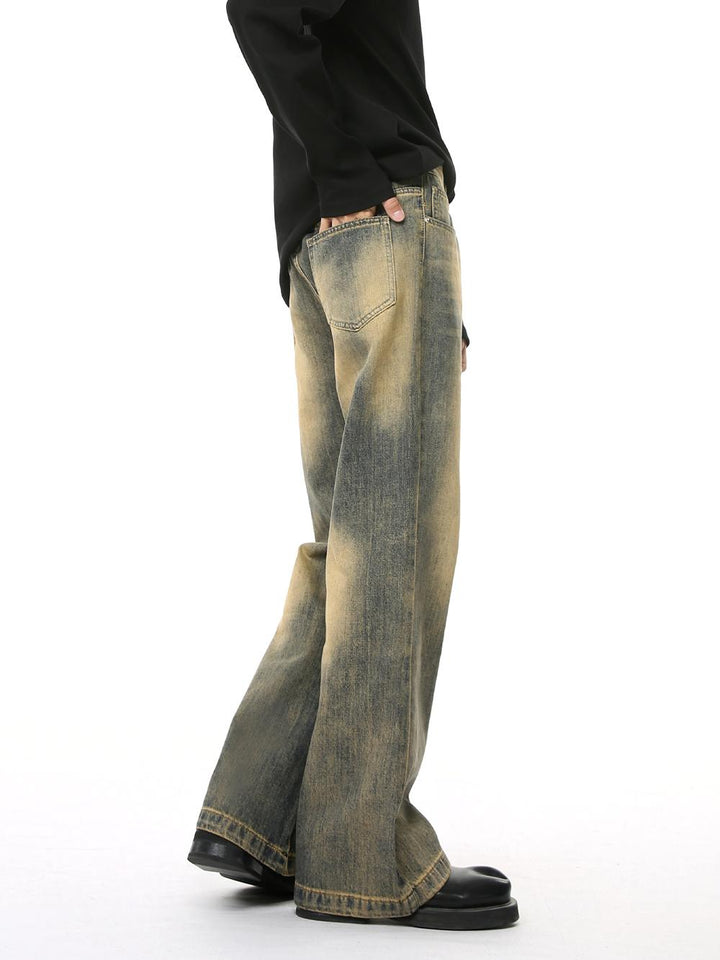 Jeans évasés taille mi-haute à effet vieilli 