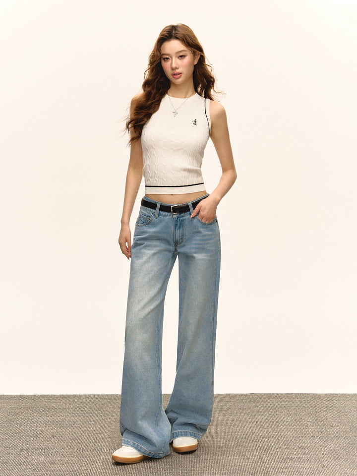 Weite Jeans mit hohem Bund 