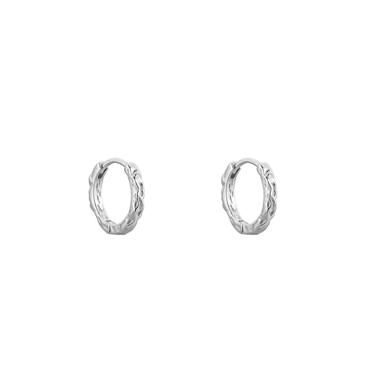 Sterling Silver Textured Hoop Earrings