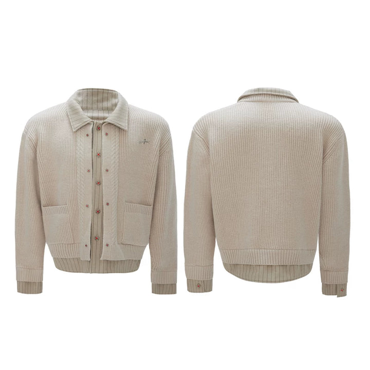 Faux Two-Piece Striped Knit Cardigan