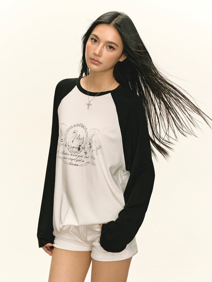 Graphic Raglan Long Sleeve T-Shirt