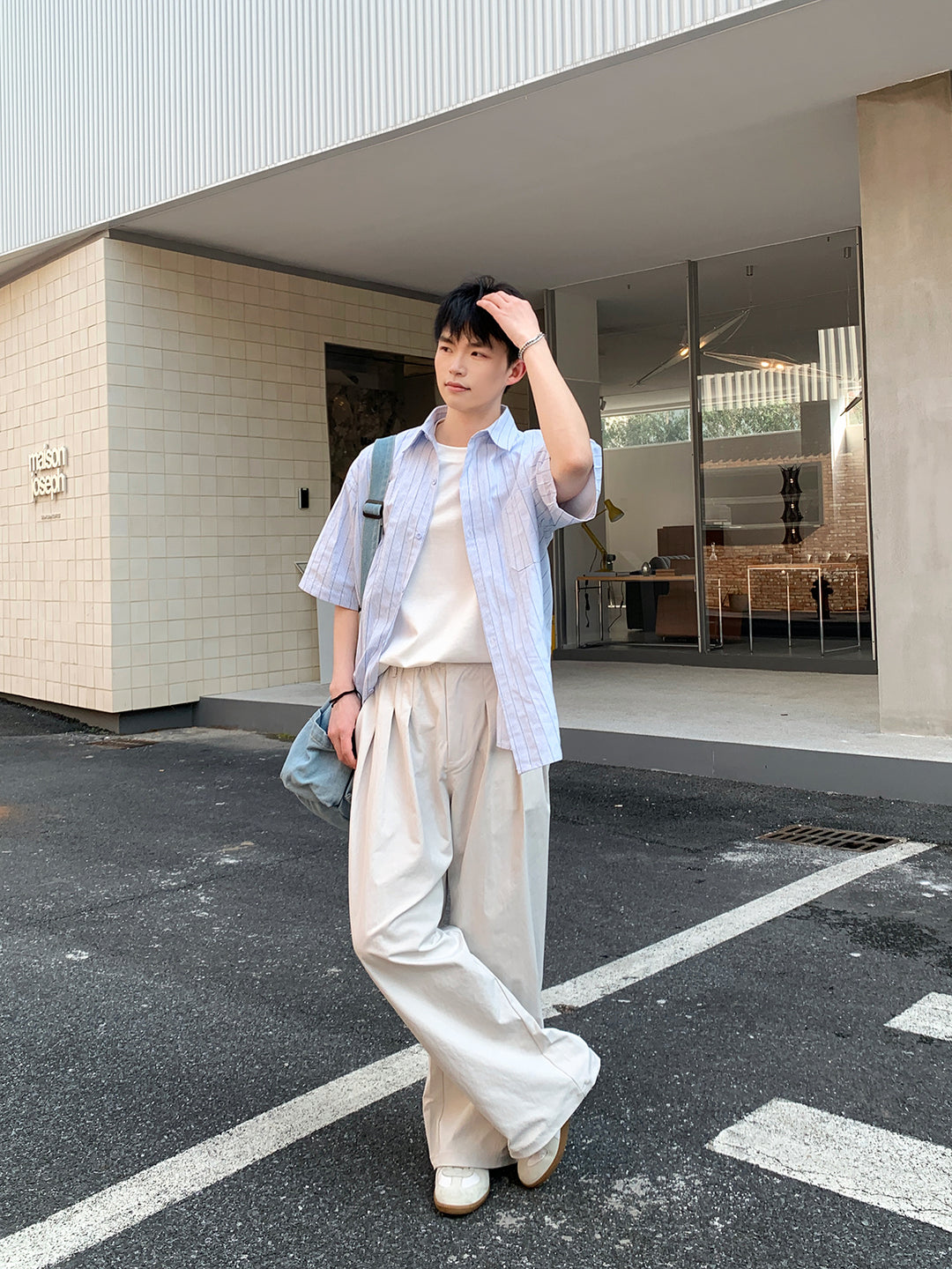 Elastic Waist Wide-Leg Casual Pants