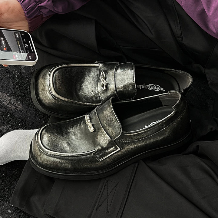 Leather Square Toe Slip-On Loafers