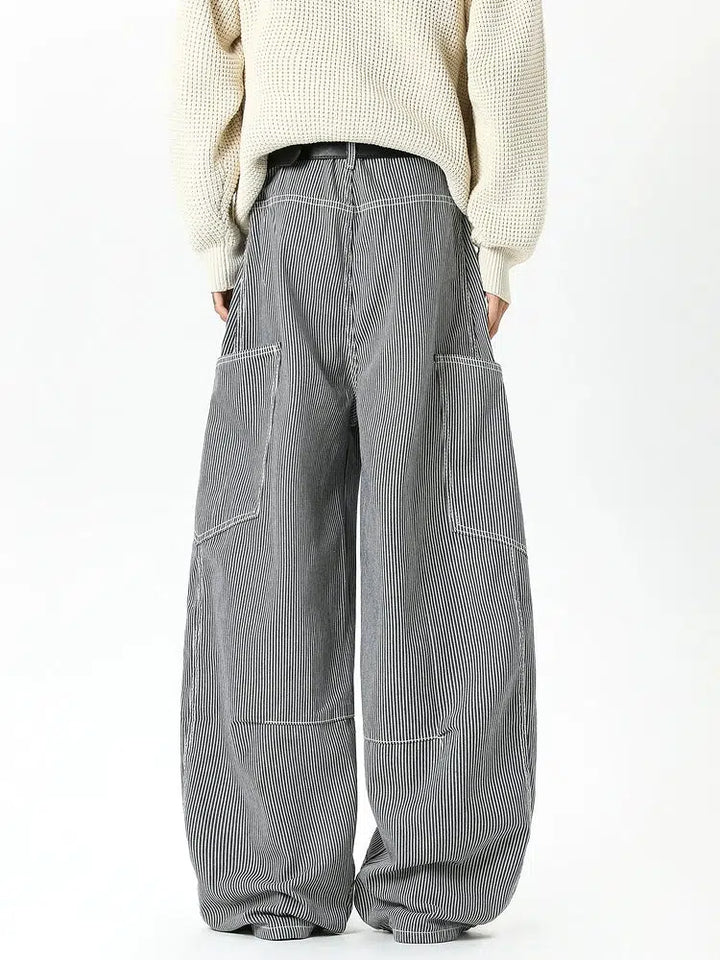 Wide-Leg Striped Pants
