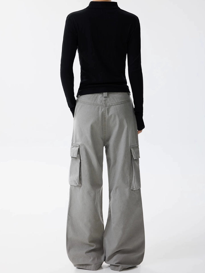 Bootcut Wide-Leg Cargo Pants