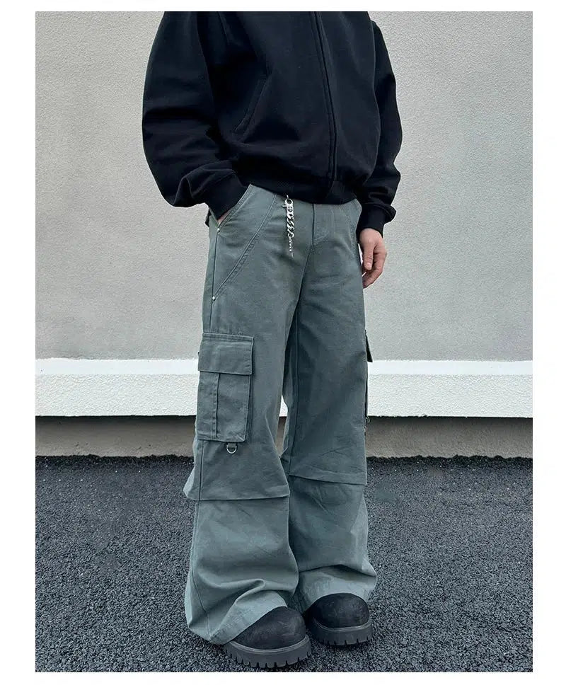 Multi-Pocket Flared Cargo Pants