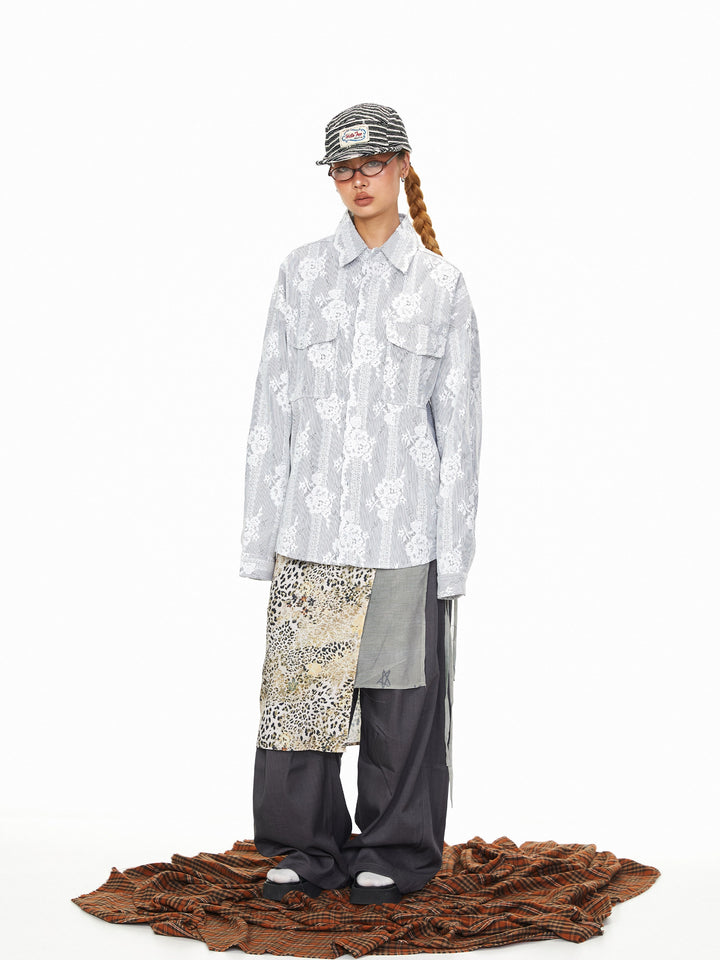 Lace Patchwork Long Sleeve Loose Shirt