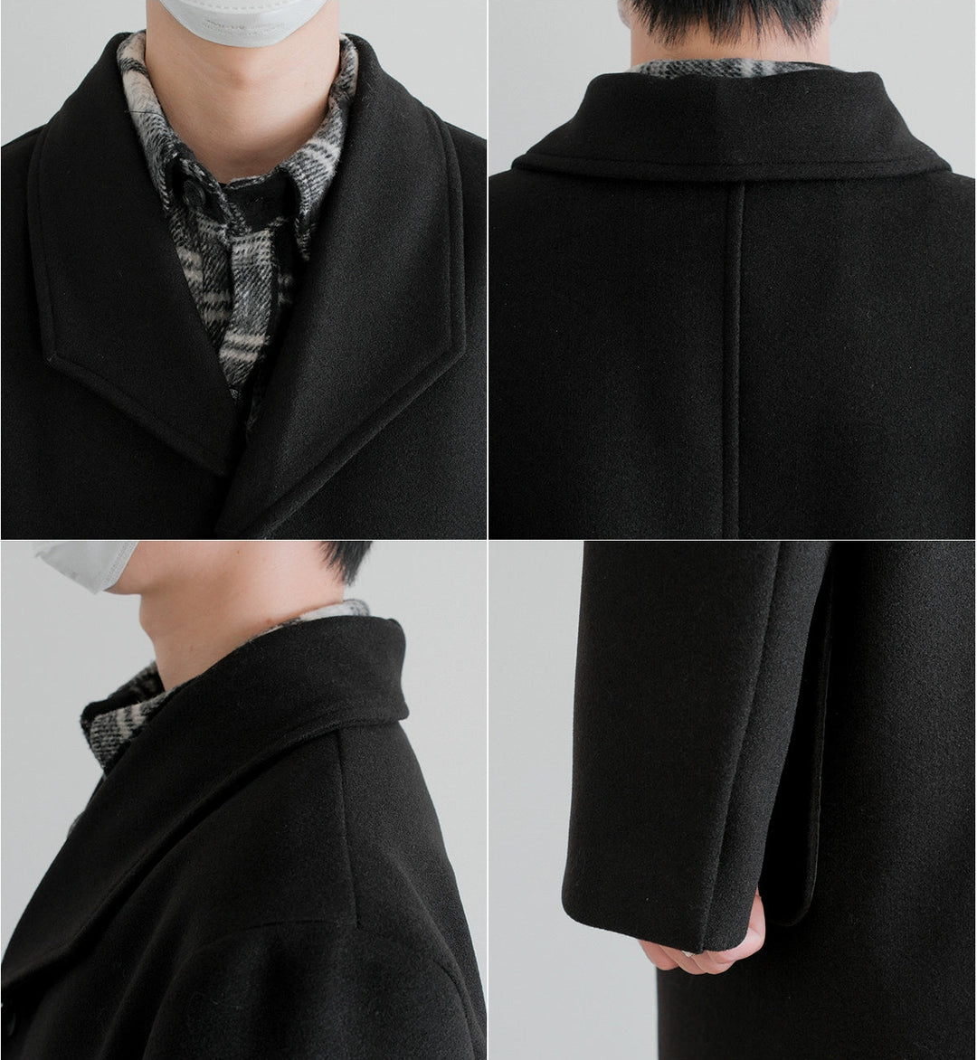 Wollen Overcoat Winter Lange Revers Ontwerp 