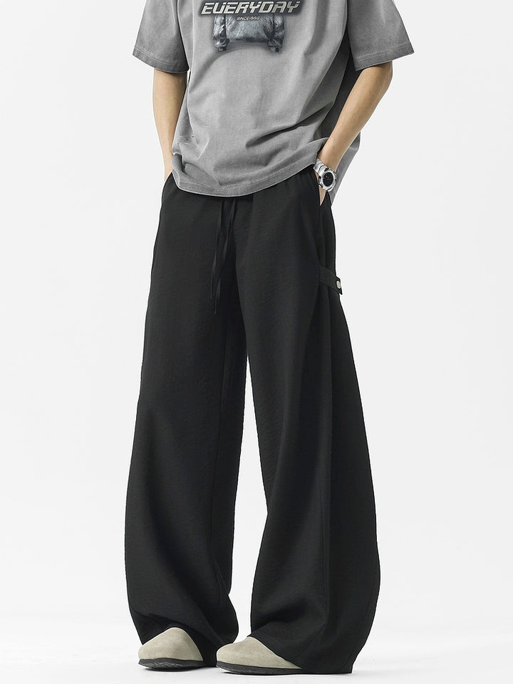 Textured Wide-Leg Casual Pants