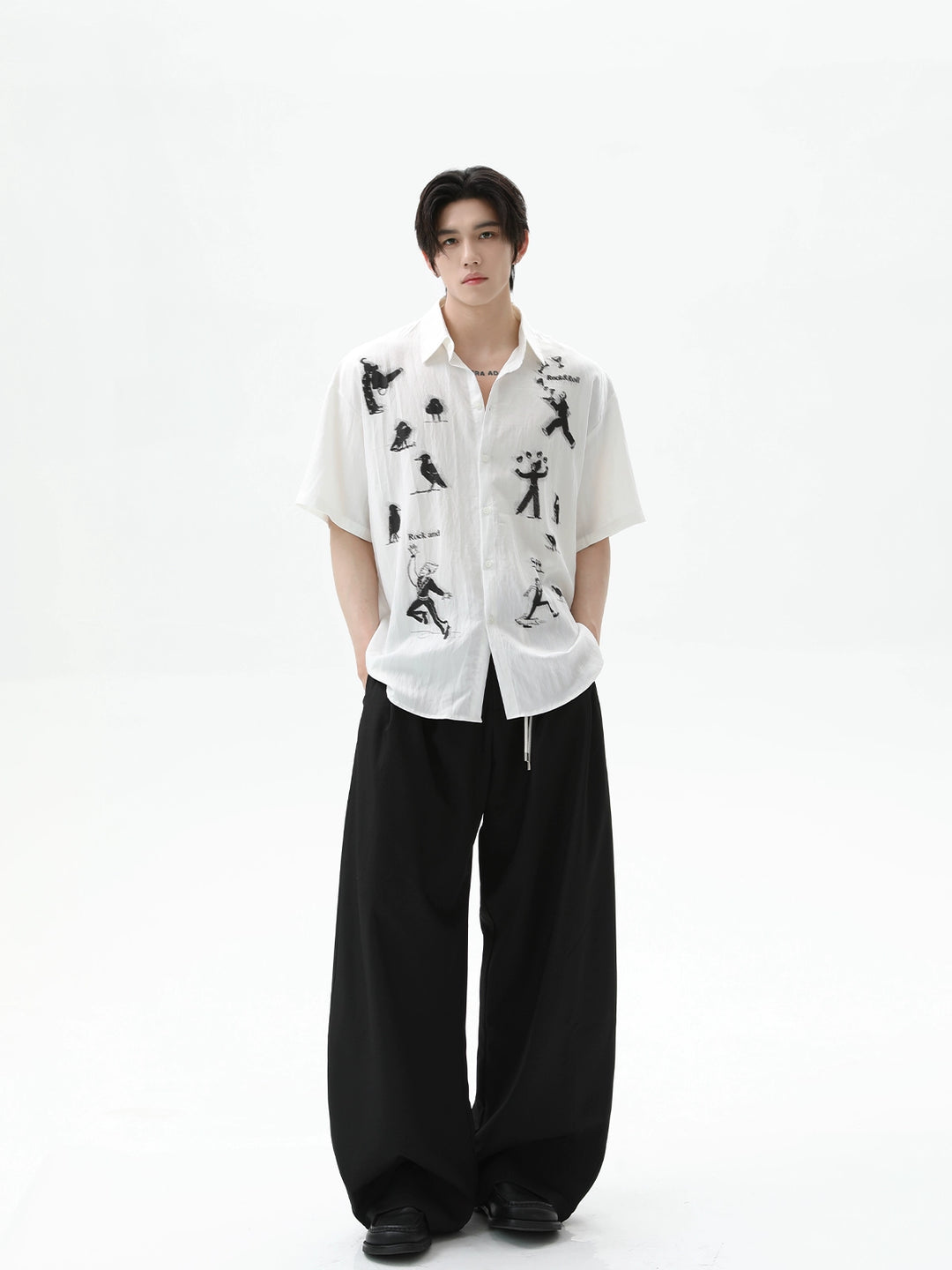 Tencel Phantom Print Kurzarmhemd 