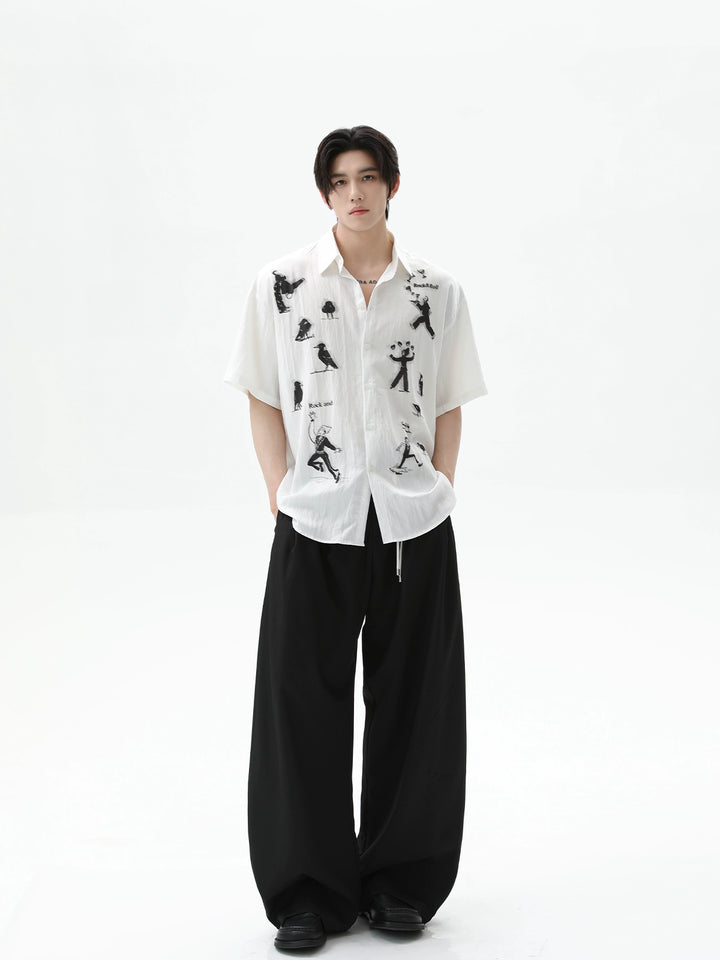 Tencel Phantom Print Kurzarmhemd 