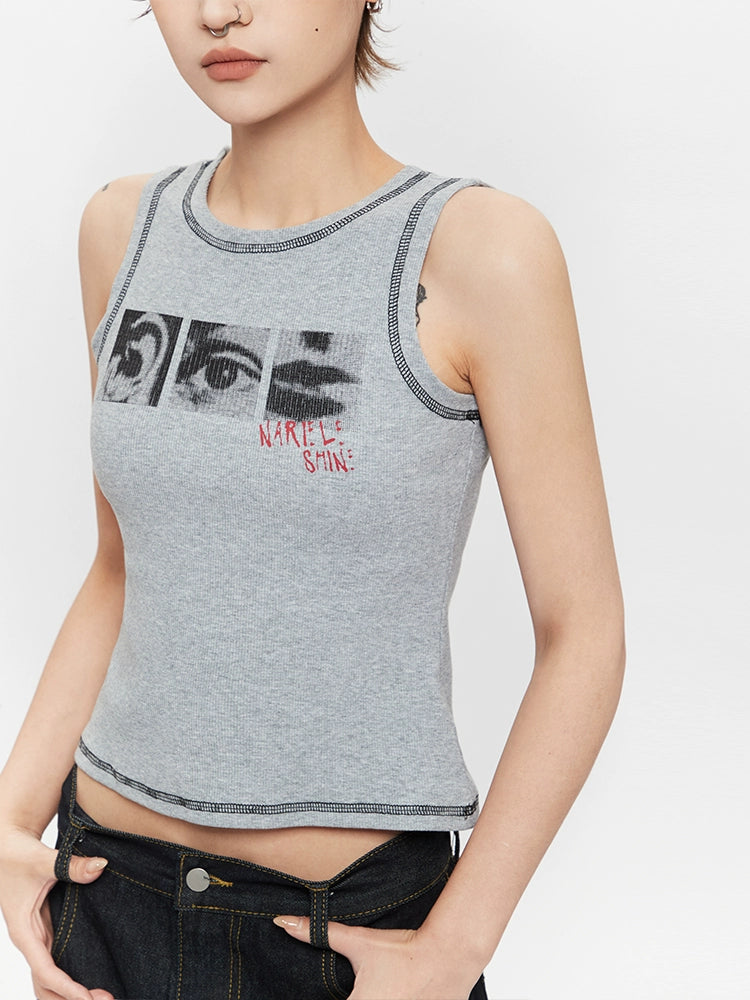 Slim Fit Graphic Sleeveless Tank Top