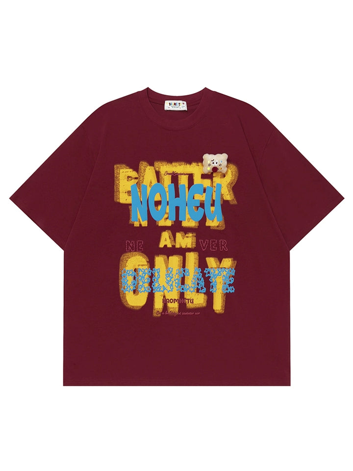 T-shirt girocollo largo con lettere graffiti 