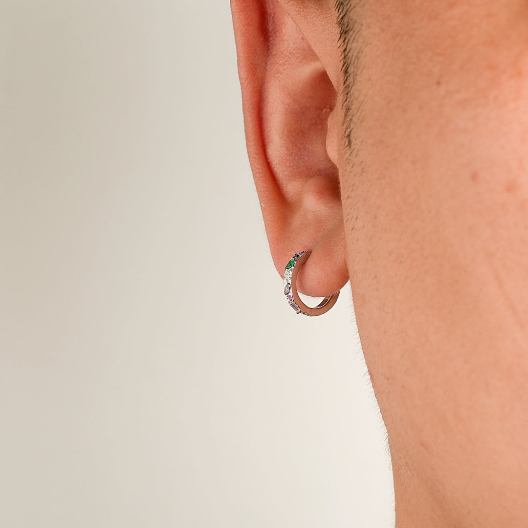 Sterling Silver Irregular Hoop Earrings
