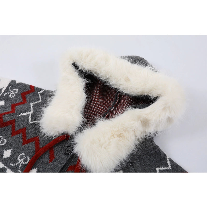 Fair Isle huvtröja stickad cardigan jacka 