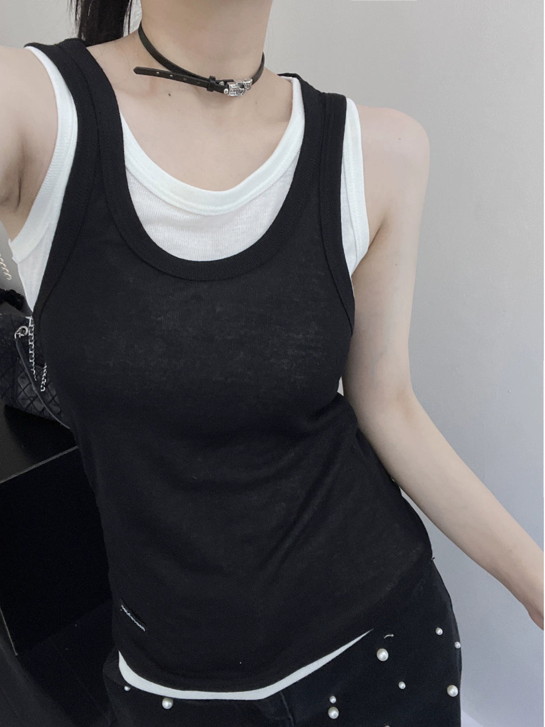 Layered Sleeveless Ribbed Tank Top Set