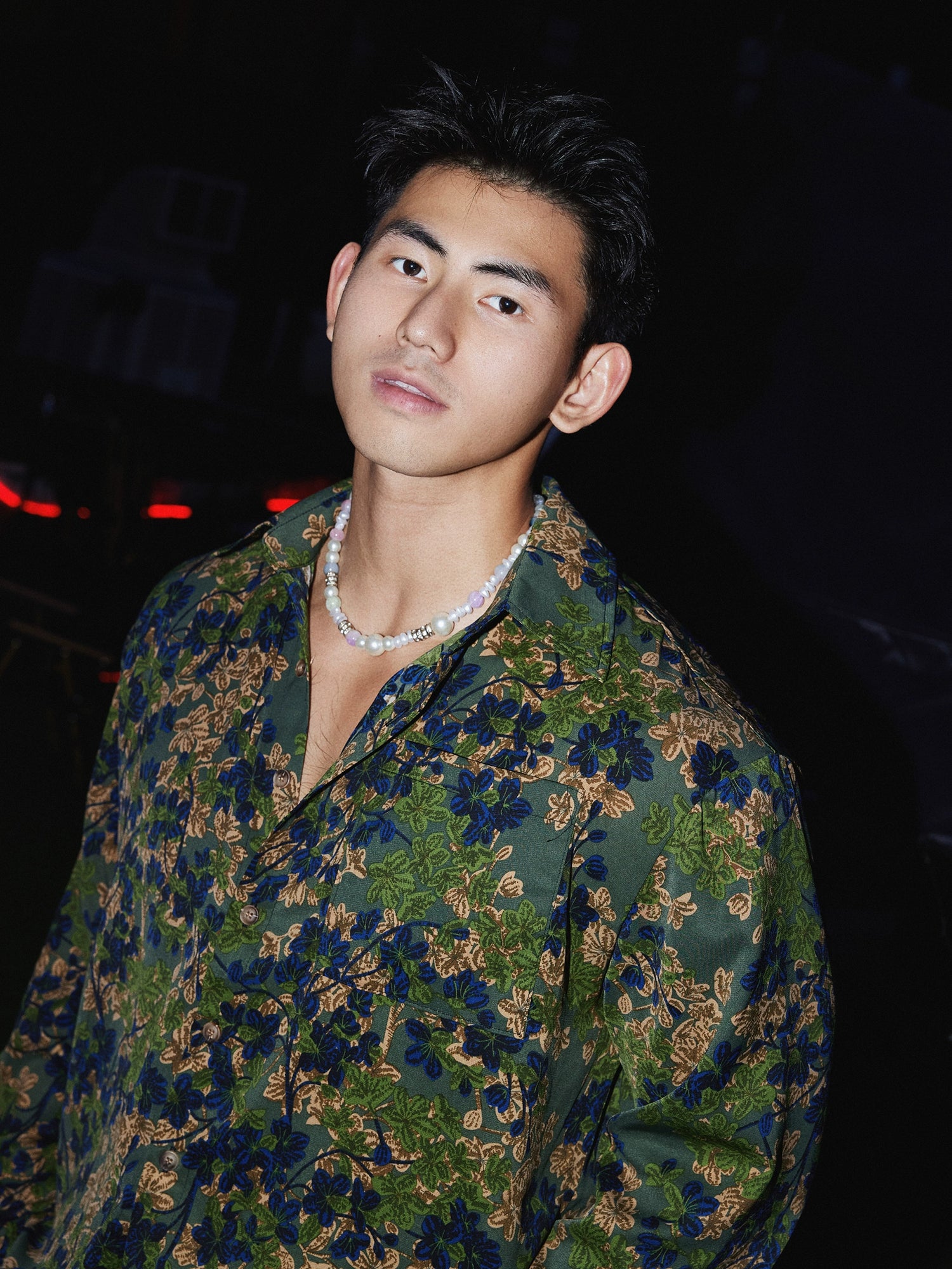 Retro-Kamelien-Druck Relaxed Fit Hemd 