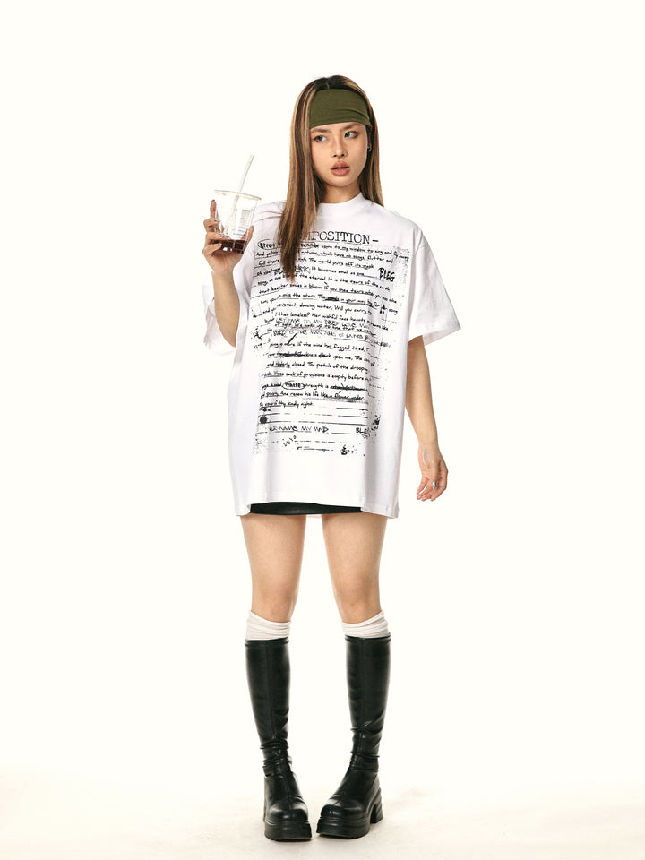 Printed Graffiti Short Sleeve T-shirt