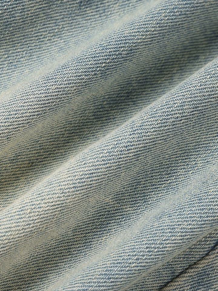 Raw Hem Denim A-Line Short Skirt