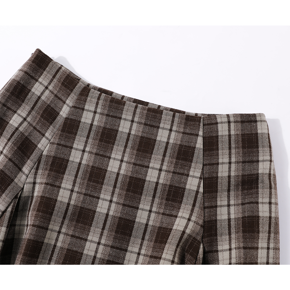 Irregular Plaid High Waist Midi Skirt