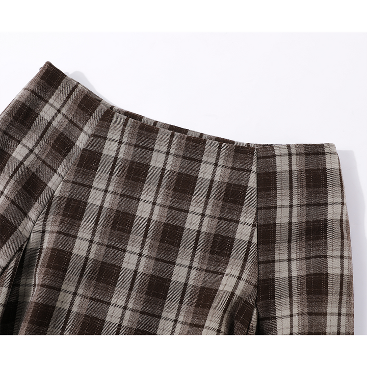 Irregular Plaid High Waist Midi Skirt