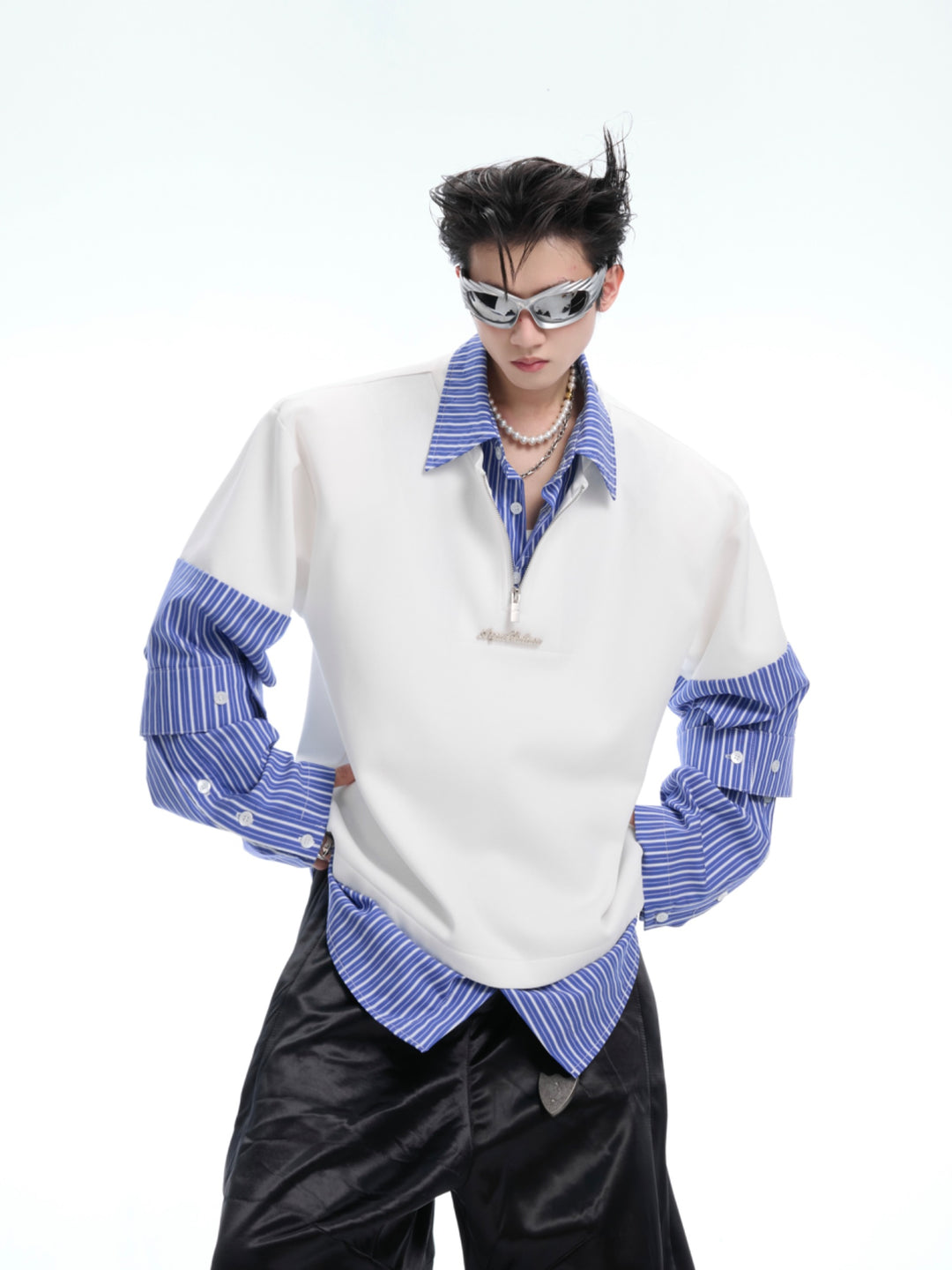 Patchwork Lapel Pullover