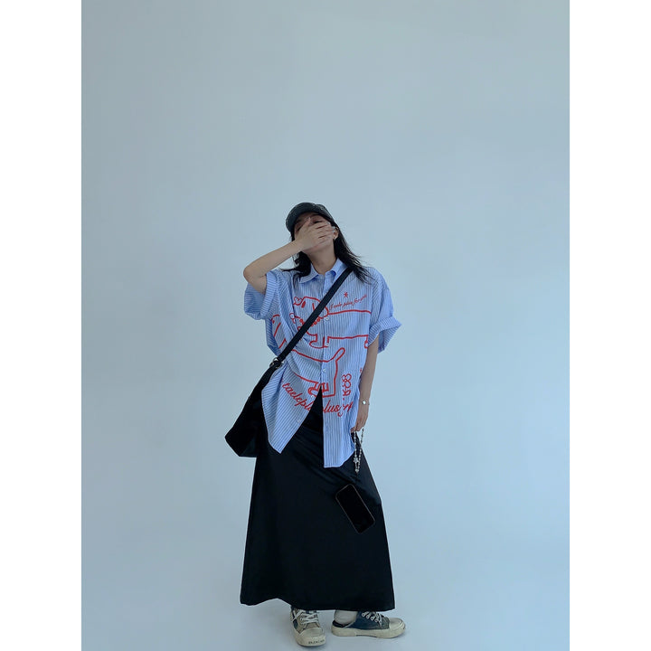 エラスティックウエスト付きサテンマキシストレートスカート 