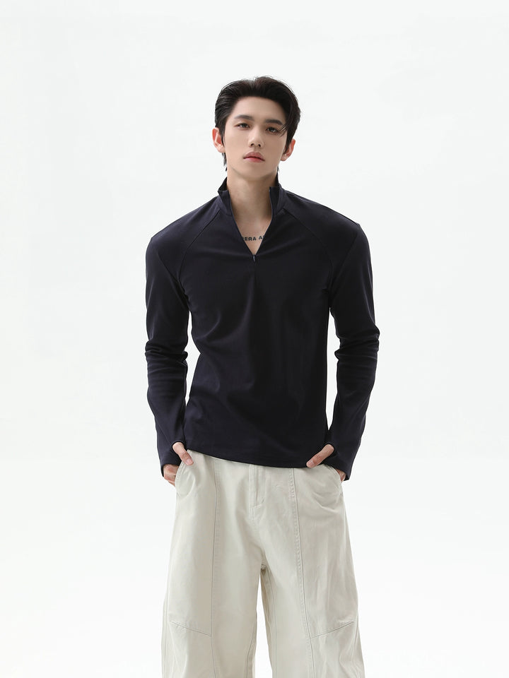 Half-Zip Long Sleeve Fitted Pullover
