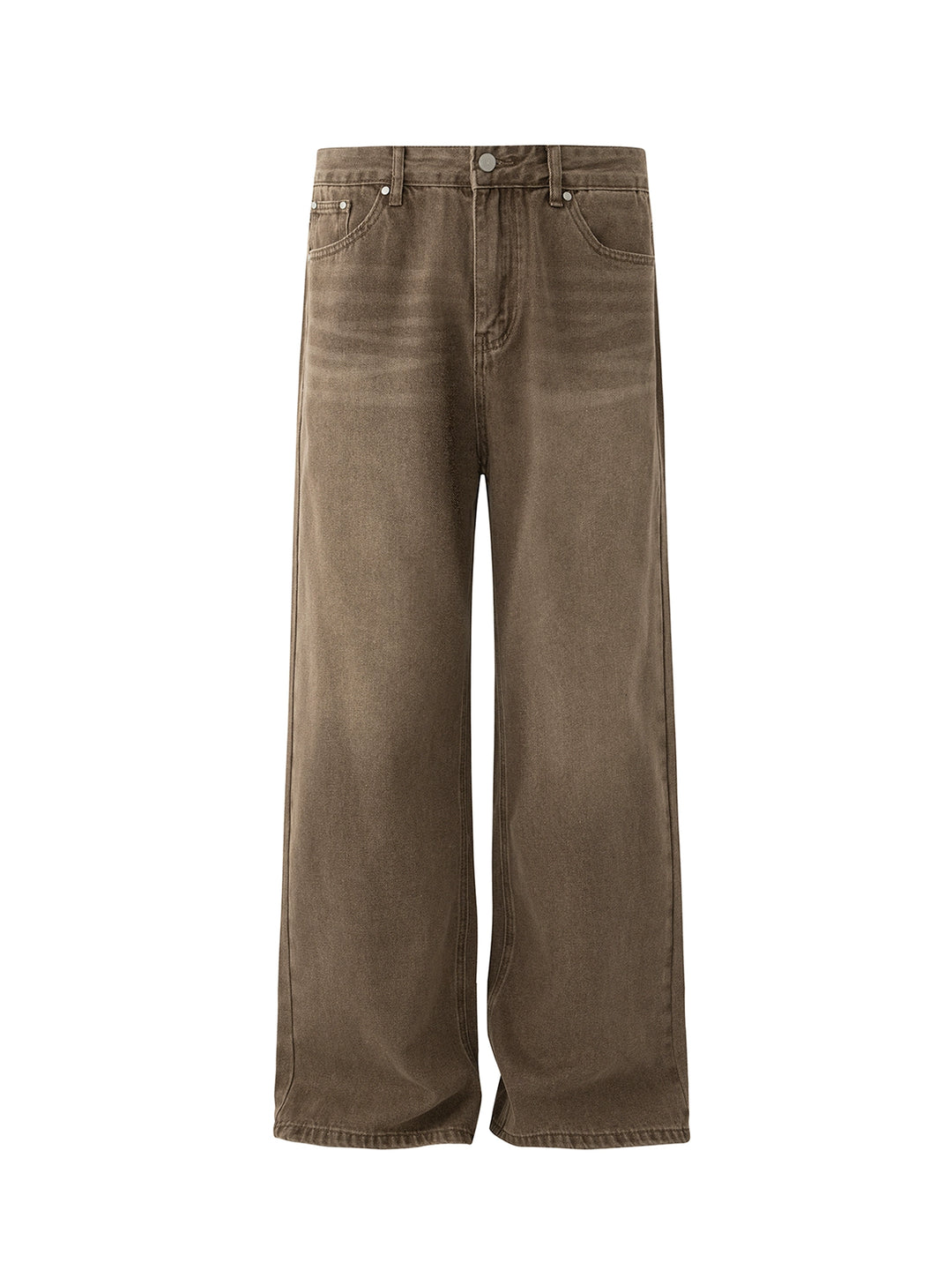 Washed Wide-Leg Straight Jeans