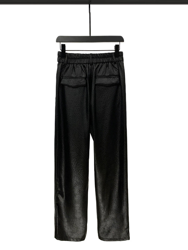 Pantalones Casual Rectos con Pliegues de Satén 