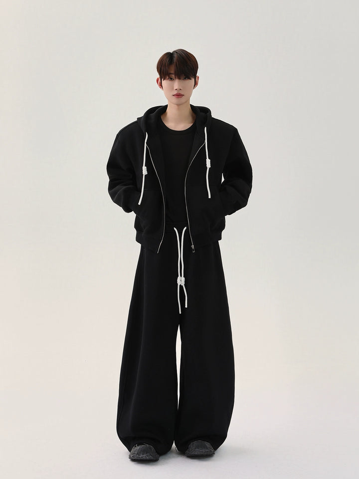 Hooded sweaterjack met casual broek 